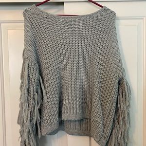 Gray fringe sweater
